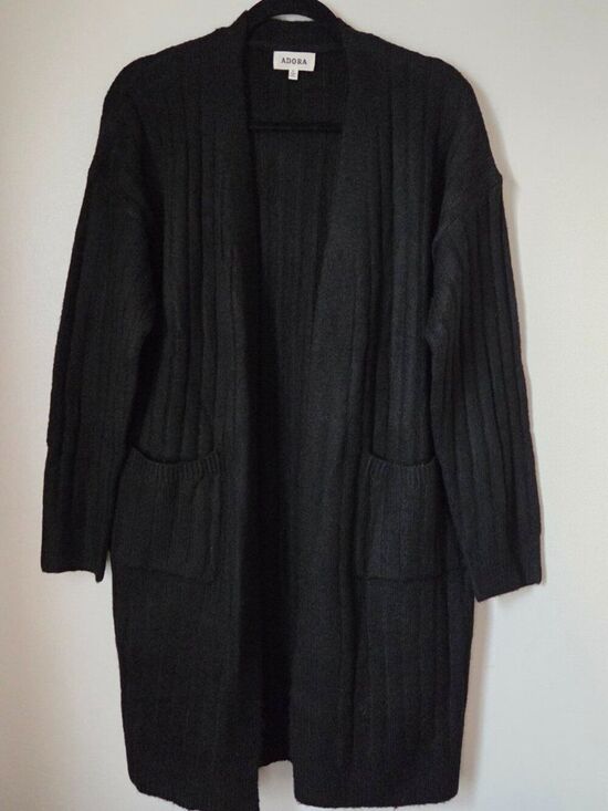 ADORA Sweaters - EUC LIKE NEW ADORA BLACK RIBBED SOFT OPEN LONG CARDIGAN SIZE M